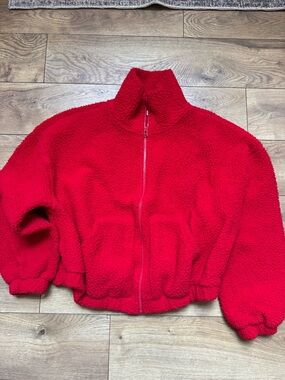 Old Navy Red Sherpa Zip Jacket